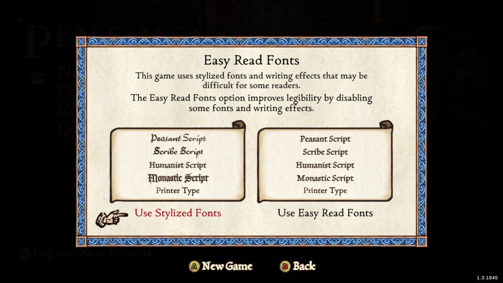 - Fig. 1: This page with all the fonts used for all the characters in the game appears just before the start of the story, revealing the developer’s micro-historical approach.